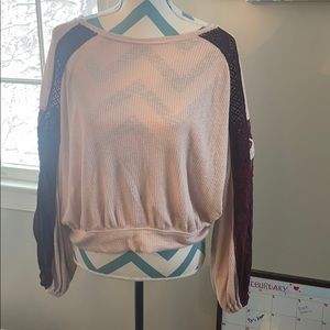 Blush free people top with statement sleeves
